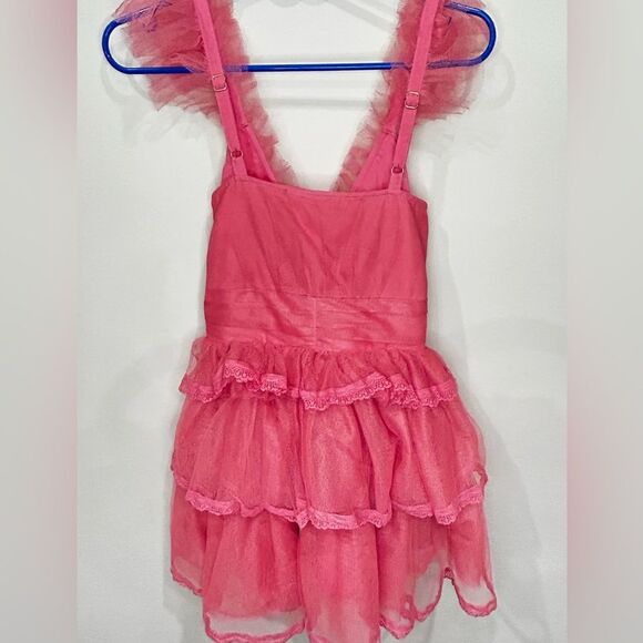 LoveShackfancy Pink Tulle Ruffled ZoRina Lace Trim Mesh Mesh Dress 00 - Picture 7 of 8
